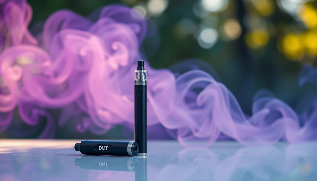 Discover where to buy dmt vape pen amidst colorful smoke in a serene setting