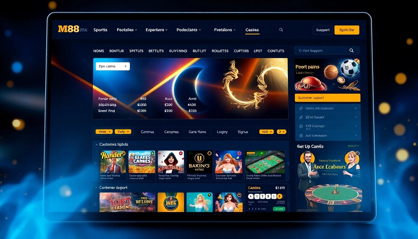 M88.com.mx online casino interface showcasing diverse betting options and vibrant colors for a welcoming user experience.
