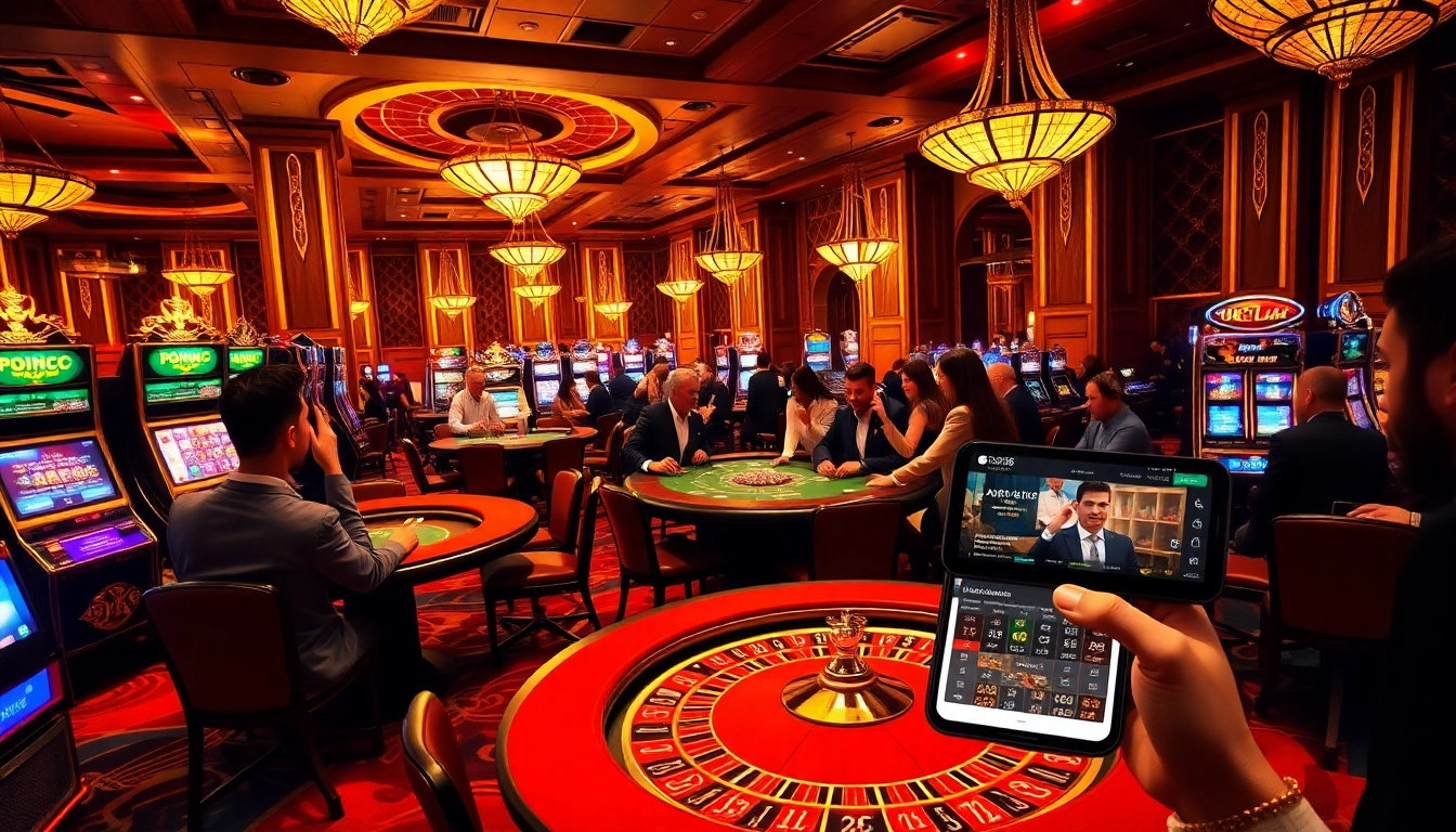 Experience the vibrant atmosphere of dom88.us.com with lively casino games and excited players.