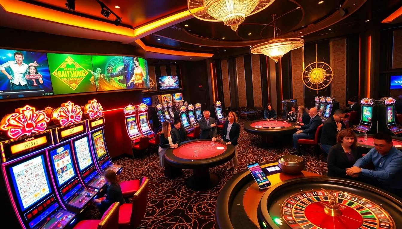 Experience thrilling gambling at mb66.nyc with diverse players enjoying vibrant casino games.
