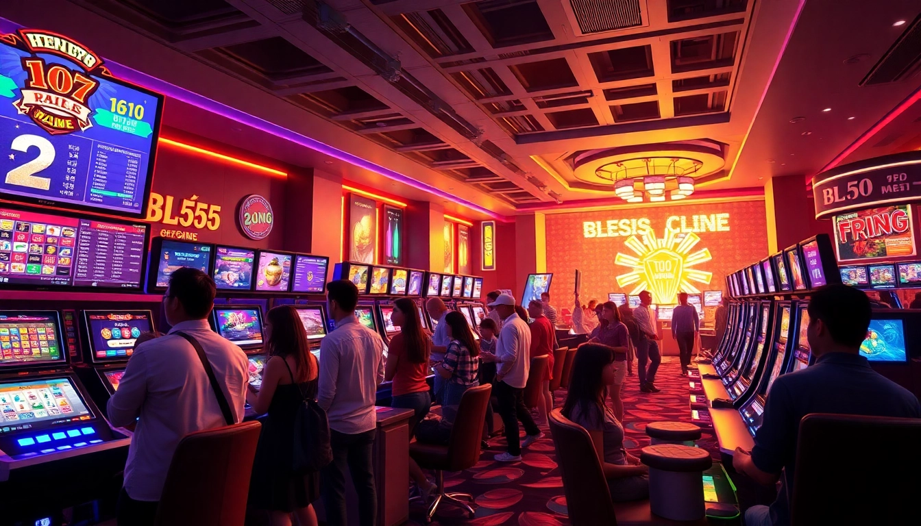 Exciting gaming experience at trang chủ BL555, featuring diverse players in a modern casino atmosphere.